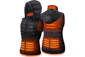 DR.PREPARE Heated Gilet, Unisex Winter Hooded Outerwear for Men Women, Lightweight USB Electric Clothing Vest with 3 Heating Levels, Adjustable Size (Battery Pack Not Included)