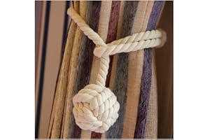 VANKRA One Pair Of Handmade Curtain Tie Backs, Tied Curtain Clip Tassel Cotton Rope Tie Ball Back Curtain Accessories (Beige)