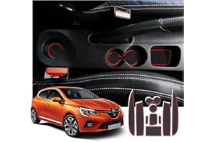 SHAOHAO Tapis antidérapant Compatible avec Renault Clio 4 BH/KH Clio IV 2013-2018 RS GT Anti-poussière Anti-dérapant Tapis pour Intérieur Porte, Coupe, Accoudoir Stockage Boîte accoudoir Clio 4 Rouge