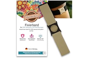 ‎DIASTICKER Diasticker® | Freestyle Libre 3 - Fixierband | Flexibel - Wasserfest - Starker Halt | Sensor-Schutz, Fixierung für Freestyle Libre Sensor | Halter: Schwarz (Medium: 25-35 cm, Beige)