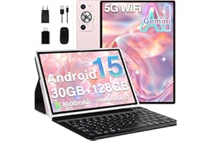 DEERTIME 2026 Tablet Android 15 Gemini AI, 30GB RAM+128GB ROM/2TB Tablet 10 Pollici, 8000mAh, 5G WiFi, Corpo Metallico, Unisoc Octa Core/5MP+8MP/Widevine L1/Face ID/BT5.0/GPS Tablets con Tastiera e Mouse - Oro