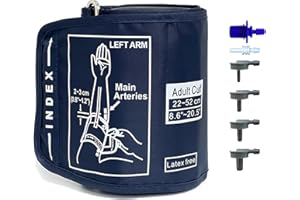 Manicotto di ricambio extra grande con 6 connettori di misura ISFORU extra grande, adatto per braccio grande 22-52 cm, compatibile con misuratori di pressione sanguigna Omron