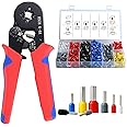 Ferrule Crimping Tool Kit, Hibisaws 0.25-10mm² Self-Adjustable Ratchet Bootlace Crimper Plier Set with 1250 Wire End Ferrule Connectors, Ideal for DIY Electrical Repair and Cable Crimping