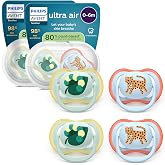 Philips Avent Ultra Air Pacifiers: Anatomically Designed, 0-6 Months, Symmetrical Soft Silicone Nipple, BPA-Free, 2 Sterilize