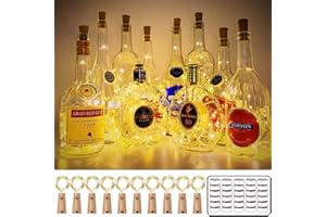 Wanxida 16 Pezzi Luci per Bottiglia, 2M 20 LED Tappi LED a Batteria per Bottiglie Filo di Rame Led Stringa Luce Fatata da Interni e Esterni per Fai da Te, Feste, Natale, Matrimoni- Bianco Caldo