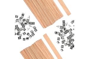 HEIGUDAN 100 Sets Wood Candle Wicks with Iron Stand Smokeless Wick Natural Environmental-Friendly Wick for Candle Making Craft & DIY Handmade Candle 13 x 130mm (100 sets)