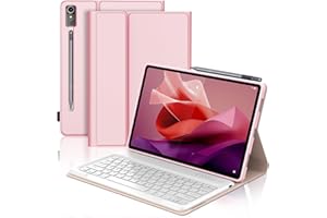 SENGBIRCH Funda con Teclado para Lenovo Tab P12 (2023) 12.7" - Teclado Español Ñ Bluetooth Inalámbrico Extraíble para Tablet Lenovo Tab Tab P12 (2023) 12.7",Rosa Claro