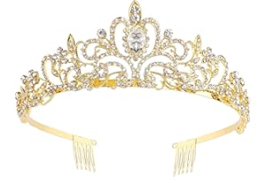 Makone Diadème en cristal avec peigne en strass pour mariage, bal de fin d'année, concours de beauté, fête de princesse, diadème pour enfant, couronne de princesse, couronne d'anniversaire pour femme