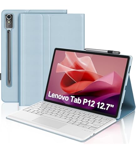 EHLCYS Touchpad Keyboard Case For Lenovo Tab P12 12,7 Inch TB370FU 2023 7 Kleuren Afneembaar Draadloos Bluetooth Toetsenbord Met Achtergrondverlichting Ultradunne Behuizing Purper 917684904