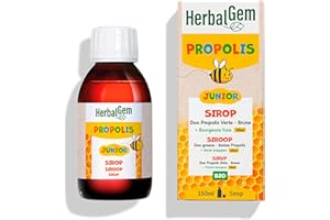 HERBALGEM - Sirop Propolis Junior - Voies Respiratoires - Défenses Naturelles - Pour Affronter L'Hiver - À Partir De 6 Ans - Certifié Bio - 150 ml