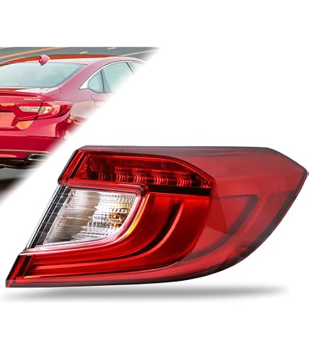 SEBLAFF LED Outer Tail Light Set For Honda Accord 2018-2021 – Left & Right, Red/Clear Lens, Black Housing