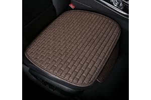 SMIUPIN Coprisedile auto universale in tessuto di lino, protettore del sedile dell'auto, cuscino antiscivolo per auto, camion, furgoni. (cuscino di seduta-anteriore, marrone)