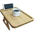 BAMJIUHAO Bamboo Couch Cup Holder TV Trays Sofa Tables Clip On Tray Sofa Table for Couches. Couch Arm Tray Table, TV Table and Side Tables for Eating and Drink Table(Rectangle)