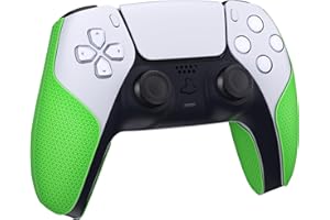 PlayVital Premium Grip Sticker for PS5 Wireless Controller, Split Design, Non-Slip Soft Hexagonal Diamond Structures, Sweat-Absorbing Grips for PS5 Controller, Grass Green