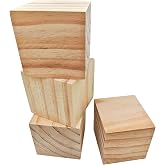 3.5 Inch Wooden Cubes 4 Pack Unfinished Natural Wood Square Blocks for Crafts, Carving, DIY Projects