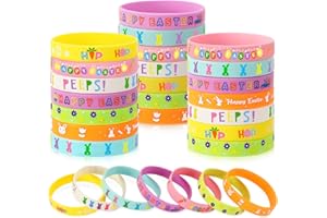 JUNEBRUSHS 42pcs Easter Party Favors Silicone Bracelets Bunny Egg Carrot Chicks Flowers Rubber Wristbands Accessories for Easter Egg Fillers Gifts Basket Stuffers Accessories Party Decorations