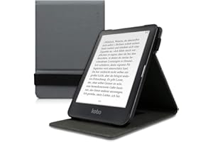 kwmobile Étui pour liseuse électronique Compatible avec Kobo Clara HD - Étui Housse Rabat liseuse Simili Cuir Anthracite