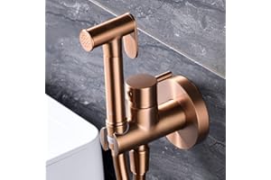 NOLUXA IMEX - Grifo Bidet para WC Empotrado Oro Cepillado | Ducha para Water con Agua Fria y Caliente | Ducha Higiénica para Inodoro con Rociador Bidé | Griferia Sustituto de Bidet | Serie Múnich