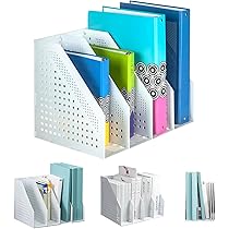 2 Portariviste Pieghevoli A4 | Organizer Da Scrivania Con 3 Scomparti - Grigio Chiaro