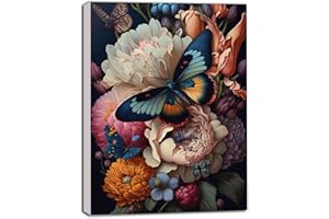 Nvseaty Malowanie według liczb, dla dorosłych, zestaw do majsterkowania, dla dorosłych, młodzieży, malowanie według liczb, kwiaty, motyle, dla dzieci, dziewczynek, bez ramy, dekoracja domu, kreatywny