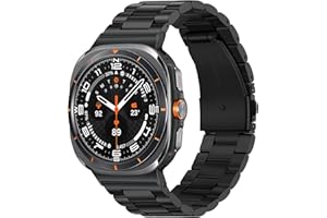 Tasikar Stainless Steel Straps Compatible with Samsung Galaxy Watch Ultra 47mm (2025/2024), No Gap Men Women Genuine Band for Galaxy Watch Ultra 47mm (2025/2024), Black