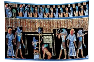YONGFOTO 100x70cm Ancient Egypt Tapestry, God Anubis Horus Underworld Passage Balance Ruling Ancient Civilization Wall Hanging Tapestries for Home Wall Decor Table Cloth Blanket