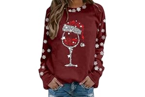 Gezqieunk Christmas Jumpers for Women Uk Glitter Xmas Printed Sweatshirt Long Sleeve Crewneck Sweaters Winter Oversized Pullover Novelty Funny Graphic Tops