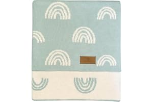 DIKOS Babydecke GOTS 100% Bio Baumwolle Regenbogen Mint Neugeborenen Decke Mädchen Junge Kuscheldecke Strickdecke Baumwolldecke Kinderwagen Baby Erstausstattung Geschenk zur Geburt