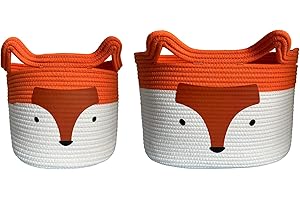Bigepige Cesta de almacenamiento para niños, juguete para bebé, cuerda de algodón, cesta de almacenamiento, cesta de lavandería, pequeña plegable, para habitación infantil, juego de 2 unidades