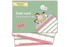Stadt Land Erzieherin Quiz Spiel by snaPmee - Abschiedsgeschenk Kita, Kindergarten, Vorschule - Geschenk für Pädagogen - 50 Blatt Din-A4 Block