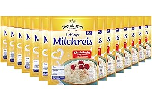‎MONDAMIN Mondamin Milchreis Klassische Art für ein süßes Dessert schnell zubereitet, nur Milch zugeben 14 x 125 g Stück