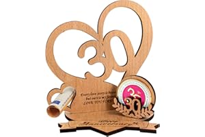 Giftota Regalo 30° anniversario di matrimonio, cuore in legno con incisione, regalo per il 30° anniversario di matrimonio per coppie genitori, decorazione in legno personalizzata con monete