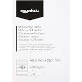 Amazon Basics - Universal-Adressetiketten, 48.5mm x 25.4mm, 100 Bögen, 40 Etiketten pro Bogen, 4000 Etiketten