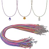Hevysuo 40 Pieces Coloured Cords for Necklace, Waxed Wire Necklace Ropes 2 mm, Leather Cord with Extension Chain and Lobster
