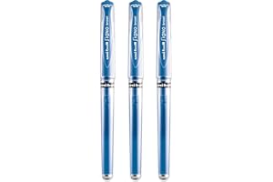 ‎UNI-BALL uni-ball Signo UM-153 UM-153 Gel-Tintenroller, Metallspitze, 1 mm Spitze, 0,65 mm Strichbreite mit Gummigriff, Blau, 3 Stück