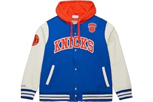 Mitchell & Ness Courtside Fleece NBA Vintage College giacca con cappuccio, maniche a contrasto, chiusura a pressione, uomo, donna, bambini, unisex, primavera, estate, autunno, inverno