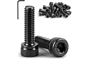 qjuwhua M8 x 16 mm hexagonsockel topplocksskruvar svart rostfritt stål A2 V2A topplocksskruvar DIN 912 skruvar helgängade med