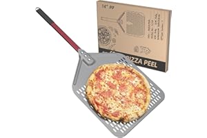 Crosson Pala perforata da 14 "× 18", pala per pizza, paletta leggera per pizza con manico lungo 16", accessori per forno per pizza, utensili per pizza, paletta rettangolare per pizza