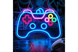 Lxmoneon Game Enseigne au néon de manette de jeu Enseignes de jeu au néon à LED à intensité variable lumineux USB néon gamer applique murale pour chambre d'enfant salle de jeux caverne d'homme cadeau