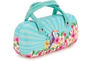 PracticDomus Astuccio rigido universale per occhiali con sistema di chiusura Flex e maniglie flessibili, Interno foderato in simil-velluto