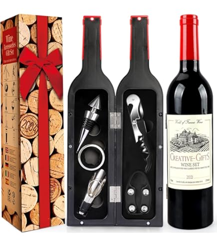 Dinohhi Ensemble Ouvre-bouteille Avec Coupe-capsule, Bouchon à Vin Sous Vide Et Verseur De Tire Bouchon Manuel Aile Ensemble 4 En 1