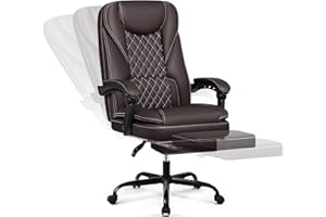 DoChair Ergonomiczne krzesło biurowe 140° z podnóżkiem, zagłówkiem, funkcja przechylania, krzesło obrotowe, fotel szefa, sztuczna skóra, 150 kg, kolor kawowy