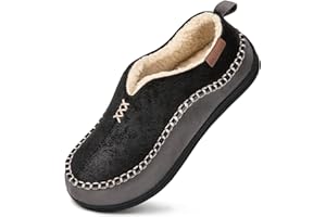 EverFoams Herren-Mokassin-Hausschuhe aus Mikro-Wildleder mit Memory-Schaum und flauschigem Sherpa-Futter und rutschfester Sohle