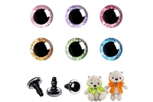 MUCUNNIA 120 Pezzi 18mm Occhi di Sicurezza in Plastica Glitter per Amigurumi Occhi di Bambola Rotondi Artigianali all'Uncinetto con Rondelle Occhi di Animali di Peluche per Fai da Te