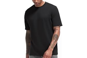 VEIISAR Herren Dickes Rundhals Langarm T-Shirt - Herren 100% Baumwolle Heavy Duty Pre Shrink T Shirt