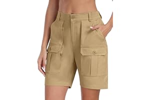 MoFiz Pantalones Cortos Cargo Mujer Algodón Bermudas Verano Shorts Hiking Pants con Bolsillos Shorts