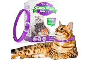 Abodiuss Soothing Collar for Cats, 4 Pieces, Adjustable Design, Pheromone Embedded Calming Collar for Anxiety, Soothing Collar for Cats, Durable 120 Days, 8.9 Inches