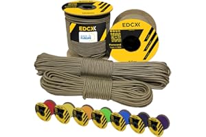 EdcX 3 mm Nylon Paracord 425 (15, 30, 50 and 100m) – 3 mm Type II, 100% Nylon Rope, 3 Strand Rope, 3 mm Nylon Rope in Many Colors (Coyote Brown, 100 m)