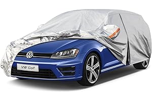 Kayme Funda Coche Exterior, Compatibles con Volkswagen Golf MK5/6/7/8 (2003-2025), Cubierta para Coche Impermeable Anti-UV Antipolvo de 6 Capas, Cubre Coche con Cremallera y Forro de Algodón.