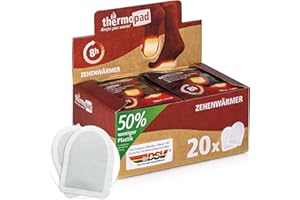 THERMOPAD scaldapiedi adesivi - 20 paia - piedi caldi per 8 ore - attivati a contatto con l'aria - cuscinetto termico - solette termichi per il sport all'aperto